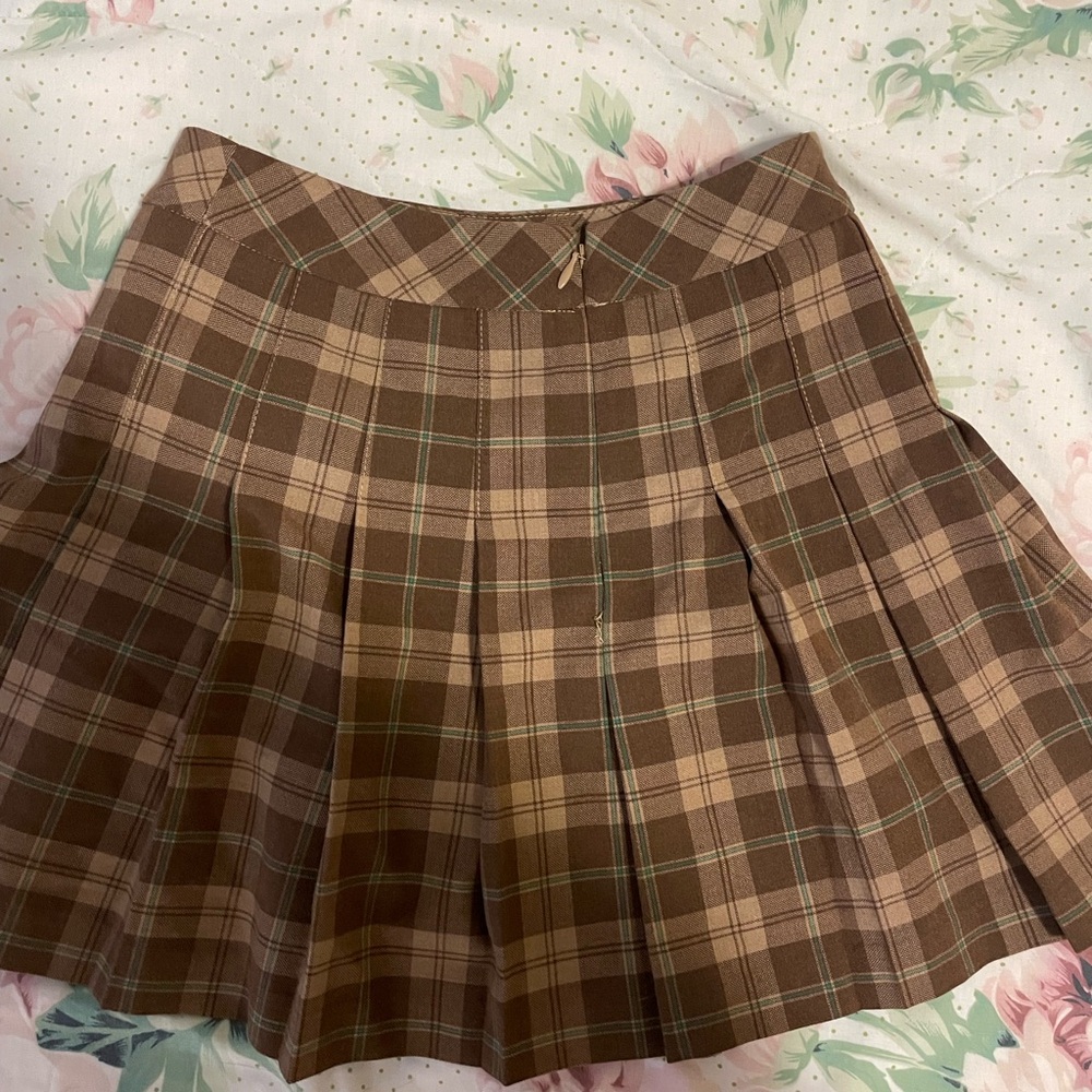 Sunday Best Brown Plaid A-Line Skirt
